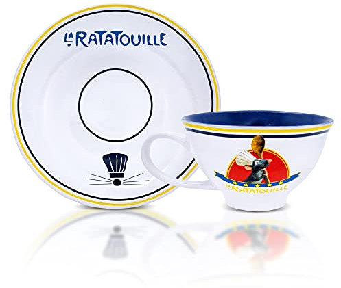 Disney Pixar Ratatouille Chez Remy - Juego de taza de té y platillo de cerámica