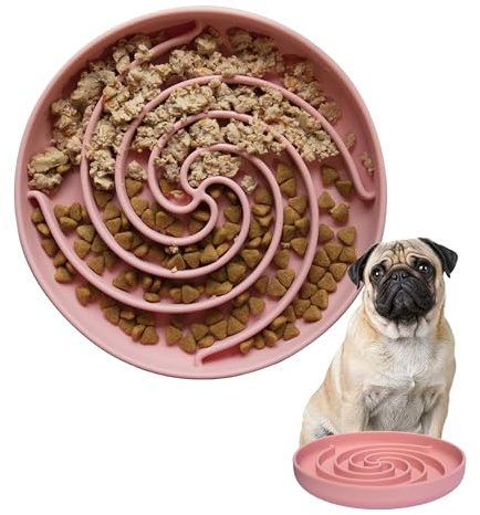 Bifeaw Dog Puzzle Bowl - Silicone Slow Feeder Dog Bowls for Healthy Eating - Puppy Slow Feeder Non-Slip Design Dishwasher Microwave Safe (Powder Pink)