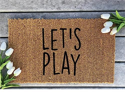 Mini Playhouse Doormat Let's Play - Kids Welcome Mat Clubhouse Door Mat Small Treehouse Outdoor Gift for Kids Playhouse Decor Welcome Home Floor Holiday Decor 16X24