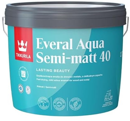TIKKURILA Everal Aqua Semmi-Mat 40 - Pintura para madera y metal (2,7 L), color gris oscuro