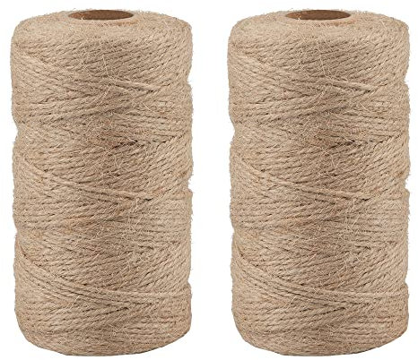 KINGLAKE 200m Garden Twine Natural, 2mm Brown Jute Twine Craft String Twine for Crafts, Gift wrapping,Gardening,Packing,Christmas Decoration