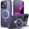 DASFOND Magnetic Designed for iPhone 13 Pro Case [Compatible with Mag-Safe] [Invisible Ring Kickstand] Slim Translucent Matte Shockproof Anti-Fingerprint Cover Case for iPhone 13 Pro 6.1, Purple