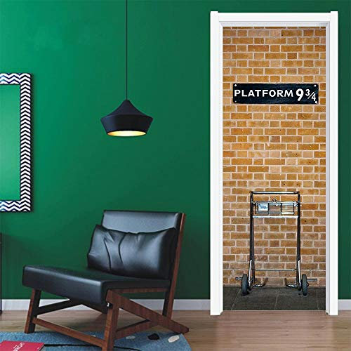 3D Door Stickers for Interior Doors Self Adhesive Wall Art Stickers for Bedroom House Living Bedroom Office Bathroom Home Improvement 77 X 200 CM