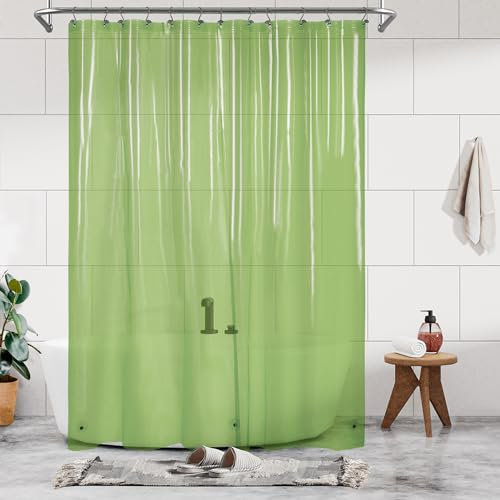 Barossa Design Extra langer innerer Duschvorhang mit 3 Magneten, 182,9 x 213,4 cm, XL, wasserdicht, PEVA, leicht, Duschvorhang für Badezimmer, PVC-frei, Metallösen, transparentes Grün