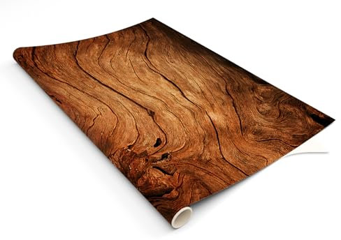 HUBDECO - Klebefolie für Möbel - Dekor Möbelfolie Holzoptik - Folie für Möbel - Möbelfolie Selbstklebend - Holzmaserung Tapete - Klebefolie Küchenfronten - Matt - 120x60 cm - Modell 9