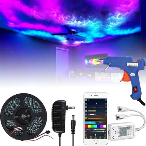XoTiq LED ceiling light,LED Clouds Lights for Ceiling,Giant 3D Cloud Light, Halloween Atmosphere Light for Gaming Room, Christmas Decor for Home,Thunder Cloud Lamp,Bar Atmosphere Light 15m