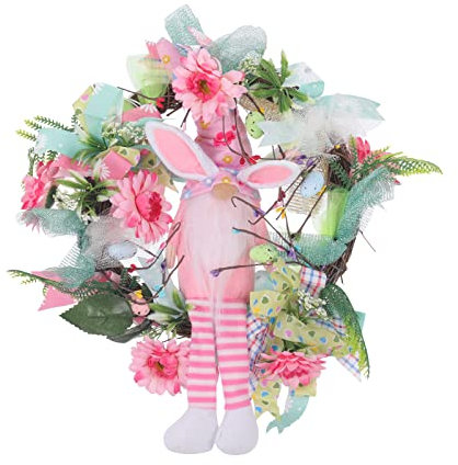 Türkranz Frühling Wandkranz Kunstblumendeko Blumen- und Eiferkranz für die Vordertür Bunter Ostereier Kranz in Pastell Farben Türkranz (Multicolor, One Size)