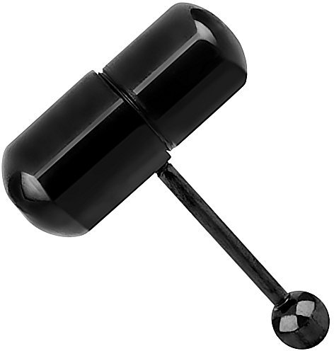 Piersando Piercing Zunge Intim Oral Ohr Tragus Zungenpiercing Ohrpiercing Stecker Stab Vibrierendes Fun Intim Barbell Schwarz + 2 Stück AG3