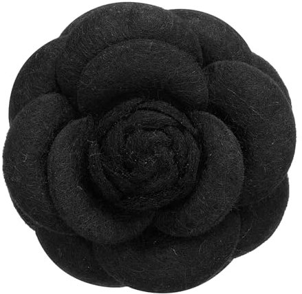 PATIKIL Broches en Forme de Fleur de Camélia, Broches Vintage en Tissu Faites à La Main pour Femmes, pour Chapeau, Robe, Chemise, Cravate, Corsage, Noir