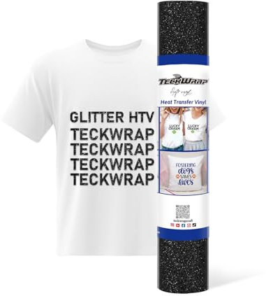 TECKWRAP Glitter HTV Black Glitter Heat Transfer Vinyl Roll 12 x 5ft for DIY Clothing,T-Shirts,Fabric Black Glitter Iron on Vinyl Compatible with Heat Press Craft Cutters