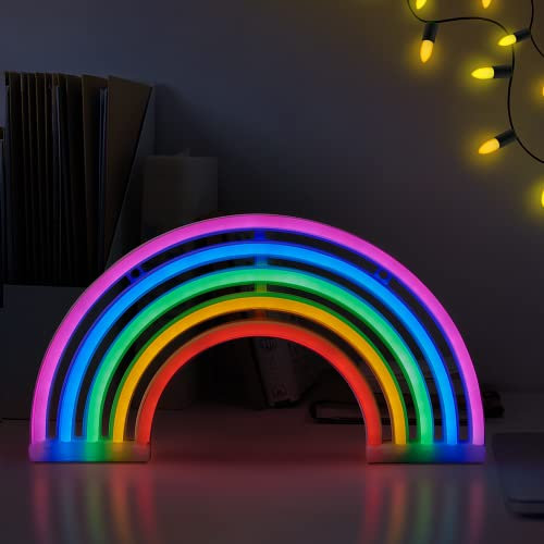 Regenbogen LED Neon Light Sign Deko, Bunte Neon Schild, Leuchtreklame Batterie oder USB Powered, Rainbow Art Decor Neonlicht für Schlafzimmer Kinderzimmer Weihnachten Bar Party Valentinstag Geschenke