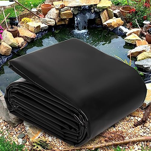 15 x 6,2 m Teichfolie 20 mm HDEP Gummi Koi Fisch Teichfolien für Outdoor vorgeformte Teiche, Wasserfall, Bachlauf, Brunnen und Wassergärten, Schwarz