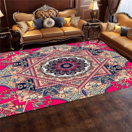 LKTRUK 130X190Cm Rot Couch Teppich Wohnzimmer Rechteckiger Büroteppich, Schlafzimmerteppich, Schmutzabweisend Und Verschleißfest Couch Teppich Wohnzimmer Couch Teppich Wohnzimmer 4Ft 3.2''X6Ft 2.8''