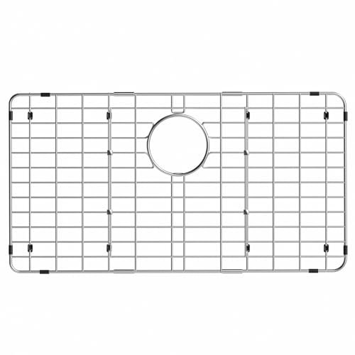 ARCCI Stainless Steel Sink Grate Protector for Bottom of Kitchen Sink, 27.5 x 14.6 Metal Kitchen Sink Grid with Rear Drain, Curve Corner Sink Rack with Sink Strainer for Single Sink Bowl