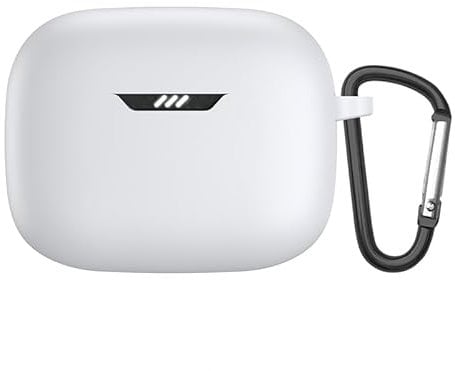 Silicone Earphone Case Cover for Jbl Tune Buds Wireless Earbuds Accessories, Full Protection Soft Protective Case With Keychain (White)