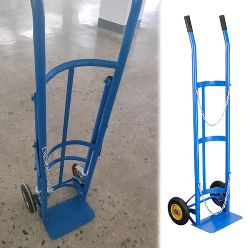 LYDBMYT Laboratory/School/Workshops Small Gas Cylinder Cart, Heavy Duty Oxygen Cylinder Rack with Safety Chain, Nitrogen/Acetylene Tanks Trolley Load 440kg/880lbs