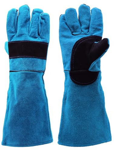WYYFXY® Bissfeste Handschuhe Tieren, 45cm Katzenhandschuh Dornenfeste Handschuhe Anti Biss Arbeitshandschuhe Rindsleder für Schweißen, Gartenarbeit, Umgang mit Hunden Katzen