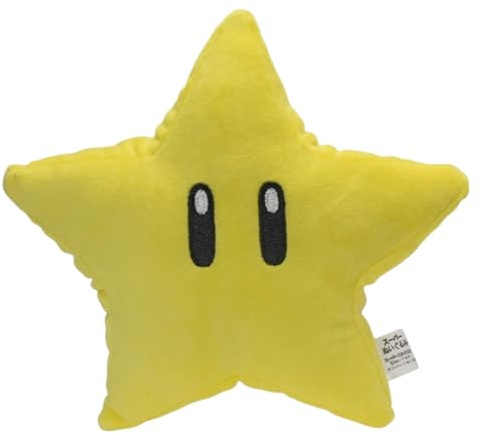 Jomeis Super Invincible Star Plüschkissen – kleines und weiches Mario Starman Kissen für Gamer – Sammlerstück Bros Gaming Room Decor