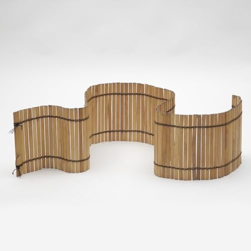 Flexible Filigrane helle Beetumrandung aus Bambusleisten, Rasenkante, Einfassung für Beete und Mörtelkübel, L: 200 cm (Höhe 40 cm, 1)