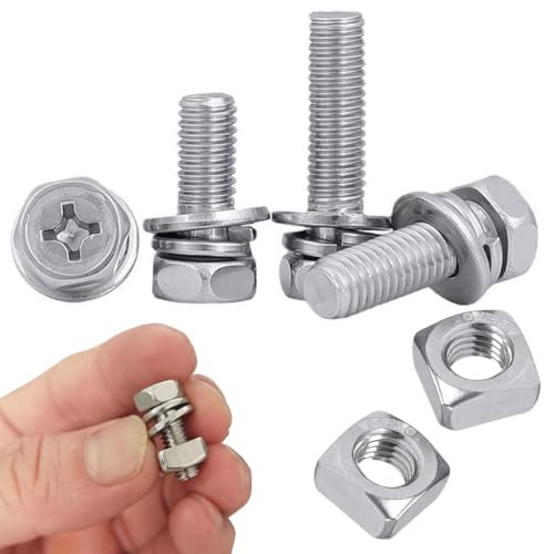 IEUYO 48 Pack-24 Sets M6 x 10/12/14/16/18/20 Stainless Steel 304 Hex Head Bolts Nuts Washers Assortment Kit for ATV Bike, Motorcycle, Scooter Battery Terminal