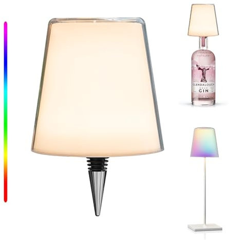 Palmina lampada bottiglia ricaricabile,lampada da tavolo senza fili,Controllo Touch da 3 Modalita Temperatura di Colore, Dimmerabile, per Soggiorno, Camere da Letto