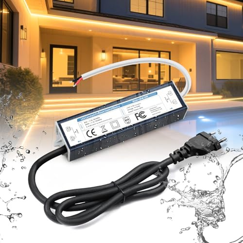 BRIMETI LED Trafo 24V 60W Wasserdicht IP67 Outdoor LED Netzteil 2.5A Mit Stecker Treiber Transformator AC 230V auf DC 24V Außenbereich Dünner Schaltnetzteil Kompakter Konstantspannung für Streifen