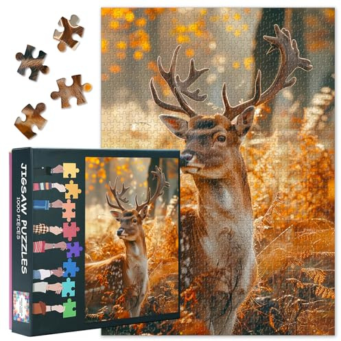 Sikahirsch Puzzle 1000 Teile - Wald- und Wildtiermotiv, 50x70 cm Naturpuzzle für Erwachsene, Ideal für Entspannung & Zuhause