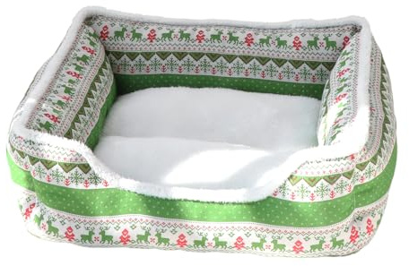 Duvcoywae Weihnachts Hundebett - Plüschiges Bequemes Waschbares Schlitten Haustierkissen - Weihnachts Katzenbett Sofa | Für Innen- Und Außenbereich Winter Reise Auto Camping Schreibtisch Nachttisch