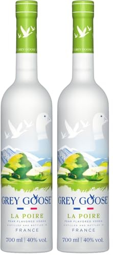GREY GOOSE La Poire, 40% vol., 70 cl/700 ml, Vodka premium aromatisée à la poire, fabriquée en France à partir de vodka Grey Goose et de poires d’Anjou infusées et distillées (Lot de 2)