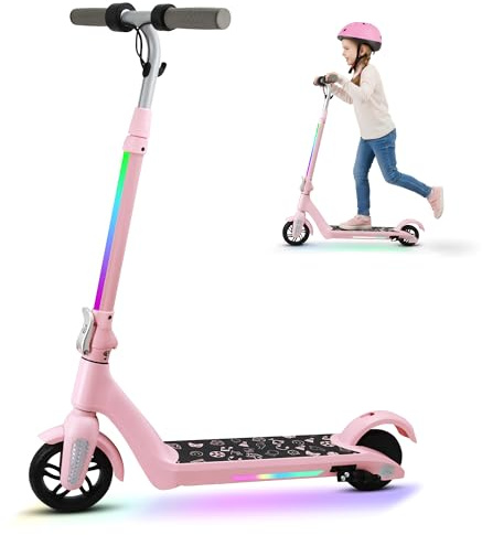 Y-RAIN Trottinette Electrique,Trottinette électrique Pliable pour Enfant 6-12 Ans, Frein Électronique, Vitesses Max15km/h,Écran LED,Hauteurs Réglable&Lumières LED Colorées,Charge Max 50 Kg