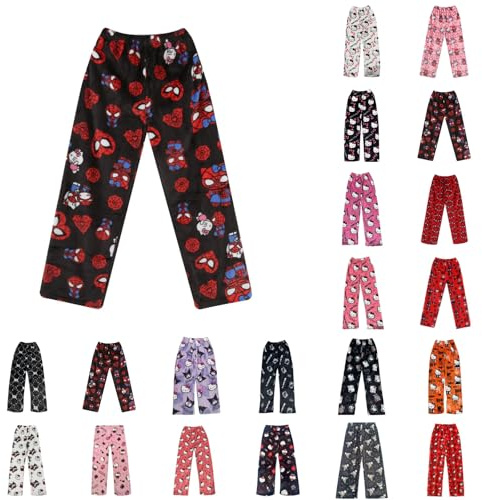 Chnnamzu 2026 Pantalon Pyjama Homme et Femme – Bas de Pyjama en Flanelle Polaire Chaud et Doux, Pijamas Anime Cartoon Y2K Kawaii Pant Taille Élastique Décontracté Vêtements de Nuit pour Maison
