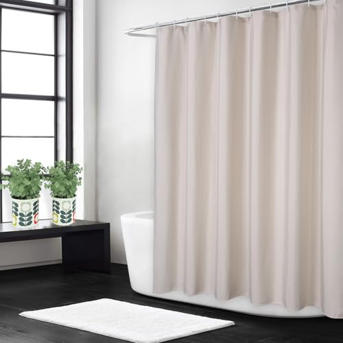 GarveeMore Rideau de douche épais effet lin 240GSM - Élégant, lavable, imperméable - Style campagne chic, hôtel, avec crochets - Salle de bain moderne - Riz chaud - USA, 40x72 pouces