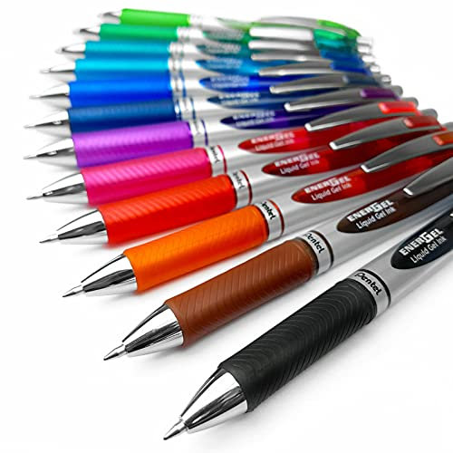 Pentel Energel XM BL77 Tintenroller, einziehbar, 0,7 mm Spitze, 12 Farben