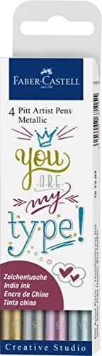 FABER-CASTELL 167304 - Tuschestift Pitt Artist Pen Metallic, 4er Etui