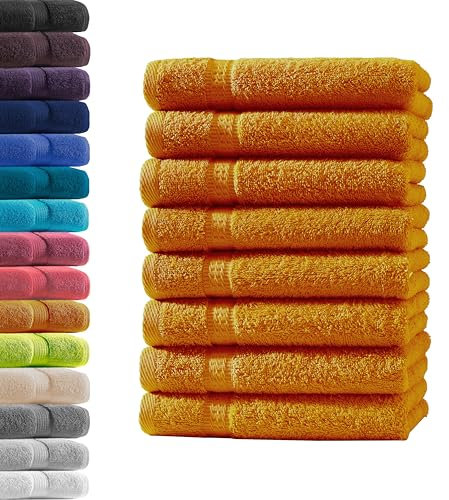 8X Gästetuch | Terra | 100% Baumwolle Frottier | Oeko-TEX® Standard 100 | Premium Qualität 500 g/m²