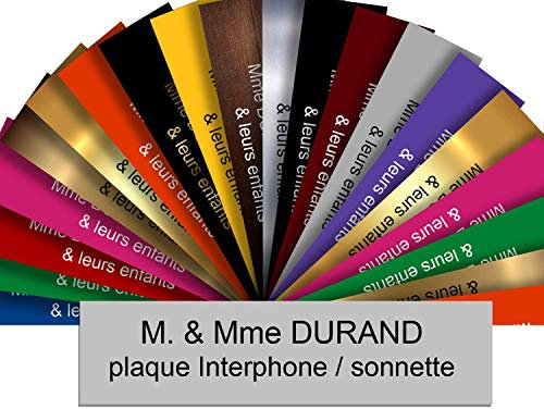 Plaque Interphone Ou Sonnette Adhésive PVC – Plaque Gravée À Personnaliser 6 x 1,5 cm – 21 Couleurs Disponibles (Gris mat)