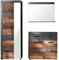 trendteam smart living - Indy - Garderoben-Set (Kleiderschrank + Kommode + Wandspiegel) - Graphit Grau/Alteiche - (BxHxT) 170 x 192 x 34 cm - rustikales Design