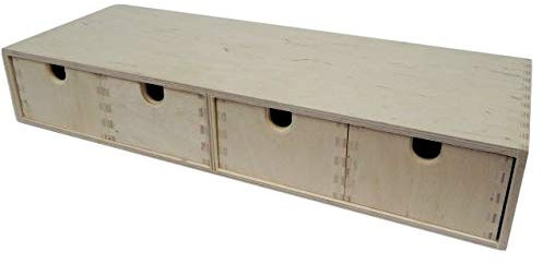 Wooden World 4 Schubladen Langer, Schlichter Aufbewahrungsschrank aus Holz mit Schubladen Decoupage Brandmalerei
