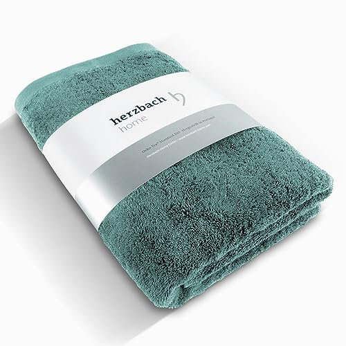 herzbach home Asciugamano da sauna di lusso 80 x 200 cm (verde oceano) - Grande, morbido & asciugamano assorbente per sauna - 100% cotone naturale
