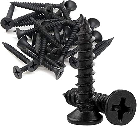 EVADOW 100pcs Coarse Thread Drywall Wood Screws with Philips Modified Truss Head, Black Carbon Steel Self Tapping Screws - M4 x 20mm