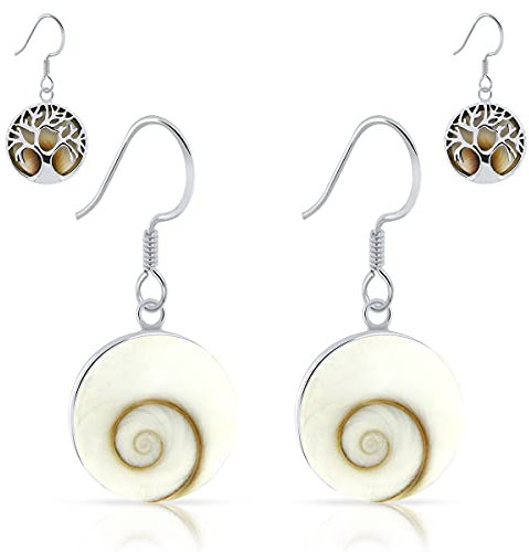 PLANETYS - Boucles d'Oreilles Oeil de Sainte Lucie Argent 925/1000 Arbre de Vie