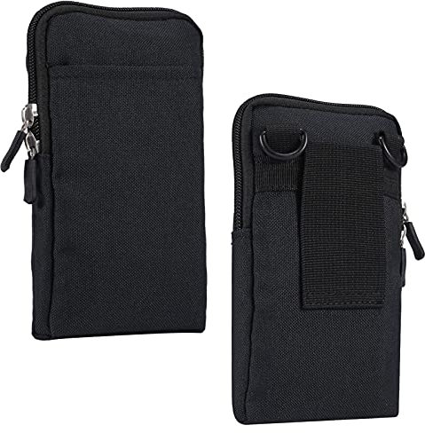 Cell Phone Shoulder Bag Men Black, Cell Phone Waist Pouch Men, Women Men Waterproof Vertical Cell Phone Belt Loop Holster Smartphone Shoulder Messenger Bag Zipper Crossbody Purse Sports Travel Handbag