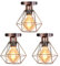 TOKIUS Deckenlampe 16CM Vintage Deckenleuchte im Industrial Design Retro E27 Lampe aus Eisen Geometrisch Käfig Pendelleuchte, Kupferrost (3 Stücke)