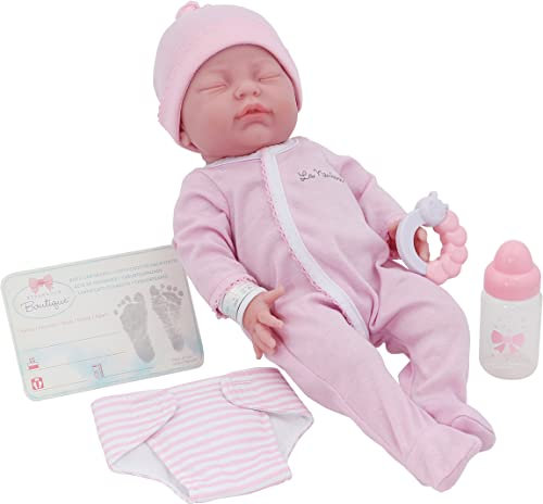 Original La Newborn by JC Toys Babypuppe, 43,2 cm, Realistisch, waschbar, komplett aus Vinyl, geschlossene Auge, Rosa