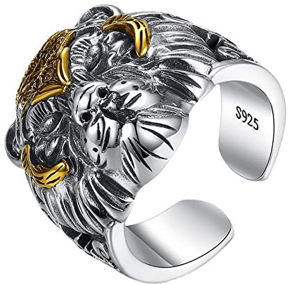 Ring Ringe Damen Bijouterie Frauen Schmuck Damenring Eheringe Einstellbare Luxus-Begegnung Tigerkopfring Männlicher Tiger Mode Einstellbare Hip-Hop-Persönlichkeit Große Dominierende Verstell