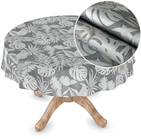 Wachstuchtischdecke Wachstuch Tischdecke abwaschbar Wachstischdecke Rechteck, rund, oval Premium Prägung Gartentischdecke Elegance Rund 140cm Schnittkante Poppy