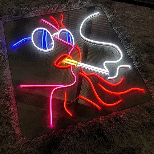 KLZUOPT LED Neon Light Sign Beautiful Woman Smoking Styling Neon Signs, Neon Sign for Wall Decor, Hanging LED Signs, Neon Lights for Bedroom, Gaming Room Setup