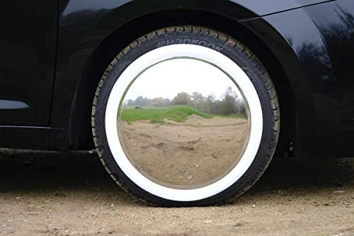 Hansen Styling Parts 4X Weißwandringe mit Moon Caps für PKW, Oldtimer, Youngtimer (14 Zoll, weiß)