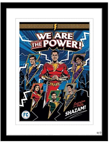 Pyramid International Shazam Filmposter im Rahmen (Fury of the Gods – We Are the Power mit weißem Rand), gerahmter Kunstdruck, 30 x 40 cm