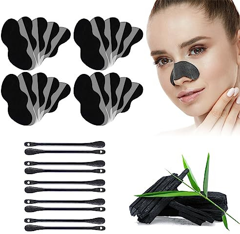 SEGMINISMART Nosestripes Blackheads,Mitesser Nasenstrips,Tiefenreinigende Clear-Up-Strips mit Aktivkohle,Pore Strips,Anti Nosestripes Mitesser,Entfernen Mitesser und Unreinheiten,20Pcs Schwarzer